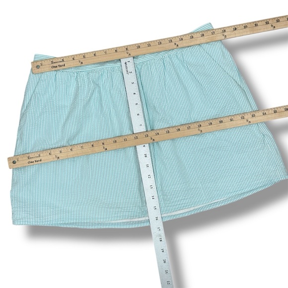 Lilly Pulitzer Mimosa Seersucker‎ Striped Mini Skirt Aqua Teal Blue White XL - Picture 12 of 13